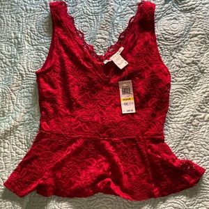American Rag Red Lace Peplum Top. Great for Valentine’s Day!